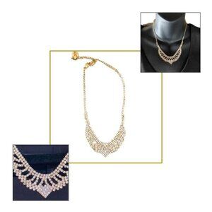 NWT Sparkly Gold-Toned Rhinestone Necklace